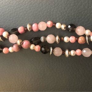 Carolyn Pollack Pink and Black Beaded Necklace